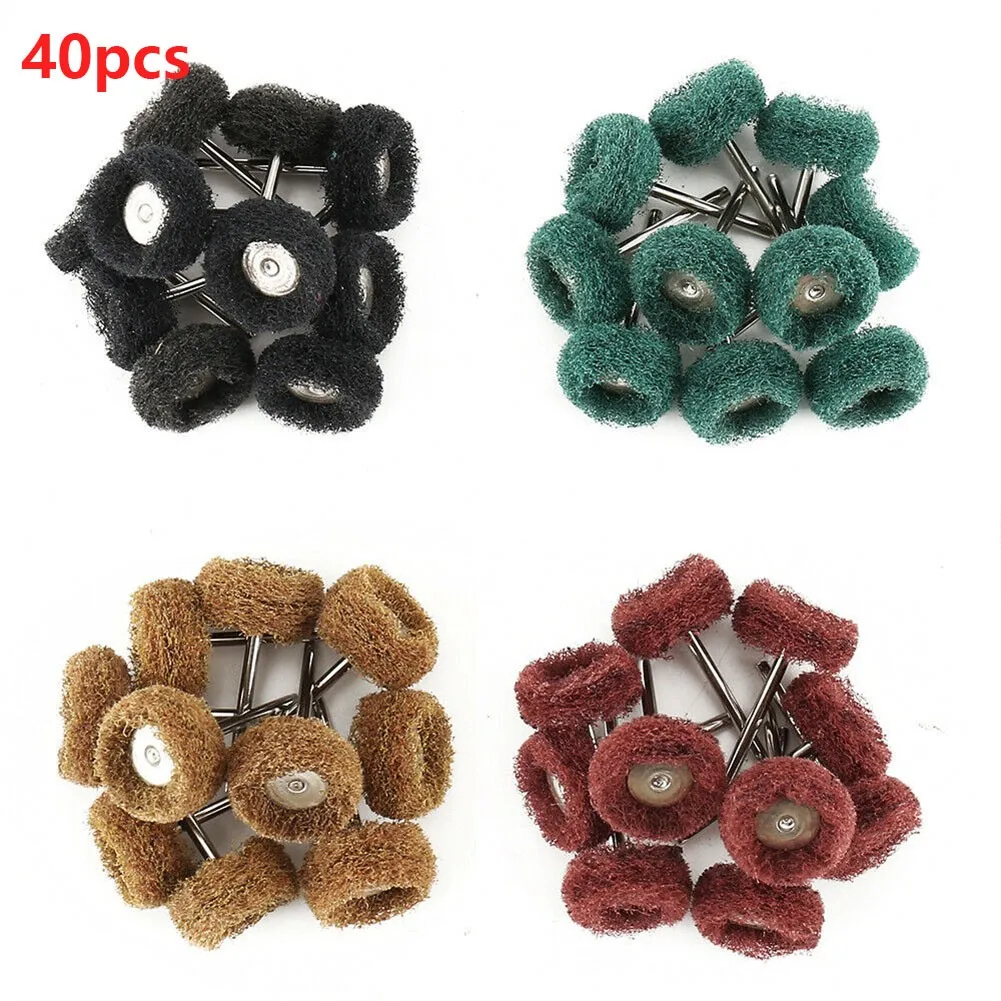 

40pcs Mini Drill Abrasive Brush Nylon Buffing Polishing Wheel 3mm Shank 25mm Brush Wheel Buffing Polishing Set For Rotary Tool