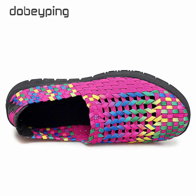 dobeyping New Autumn Women's Shoes Colorful Woven Female Flats Casual Slip On Sneakers Woman Light Weight Walking Women Loafers