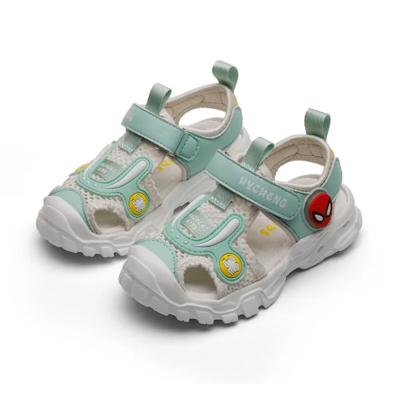 

2021 Summer Kids Boy Shoes Sandals Hook&Loop Cartoon Animation Cover Toe Fashion Concise Flat Heels Air mesh Beach Sandals