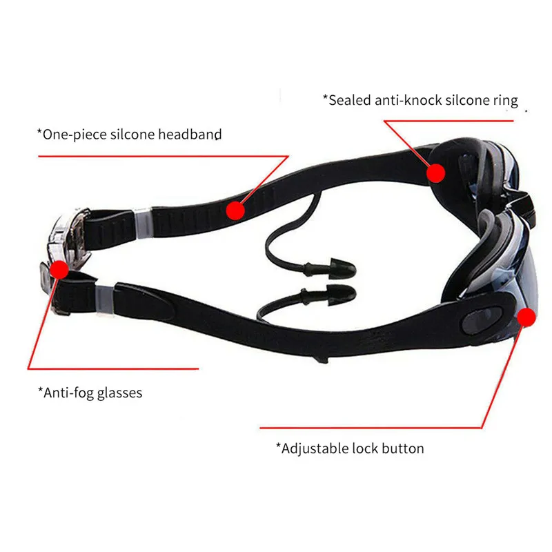 Профессиональные силиконовые очки для плавания с защитой от запотевания УФ и