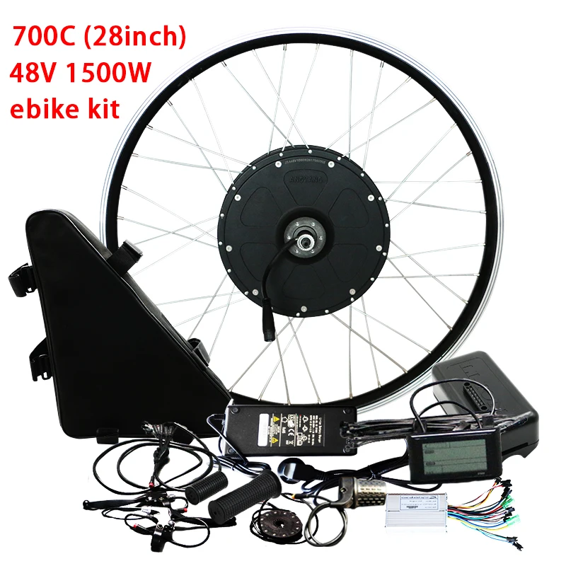 700C 48V1500W kit Комплект для электрического велосипеда, 1500 Вт, моторное колесо, 48 В, E, комплект для велосипеда, 1500 Вт, колесный двигатель, электрический велосипед, набор для преобразования 26 дюймов, 700C, задний мотор-концентратор - Цвет: 700C 48V1500W kit