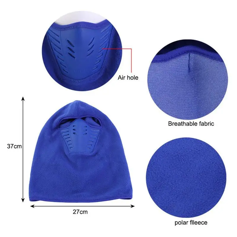

Winter Polar Fleece Silicone Cycling Hat Face Protection Hat Warm Cold B1W4