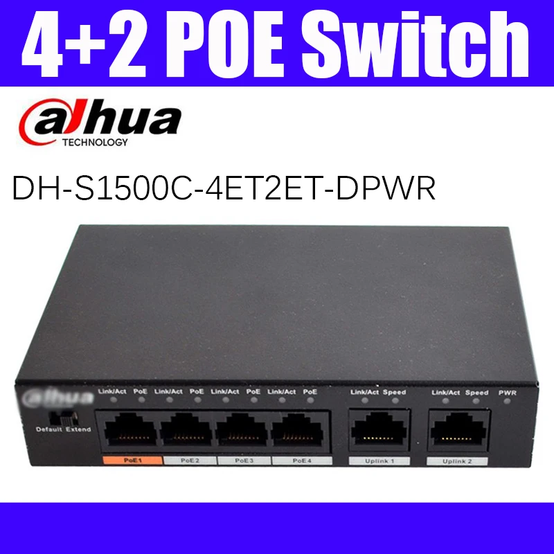 Dahua DH-S1500C-4ET2ET-DPWR 4CH POE коммутатор Ethernet 250m поддержка расстояния транзита питания Hi-Poe