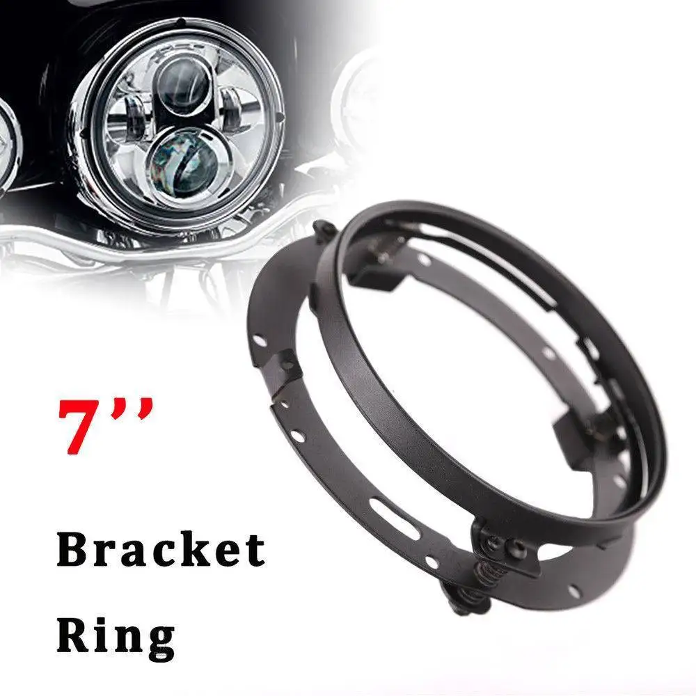

7" Round LED Headlight Mounting Bracket Ring Adapter Black For Motorcycle HL Bright Waterproof