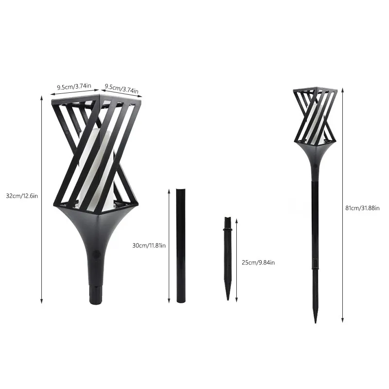 Light Sensor Flame Lamp Always Lit/flicker Two Working Mode Lawnlights Polycrystalline Solar Panel Courtyard Lighting Decoration | Лампы и