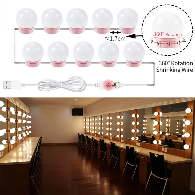 Косметическое зеркало 10 лампы светодиодный светильник Комплект зарядка через USB