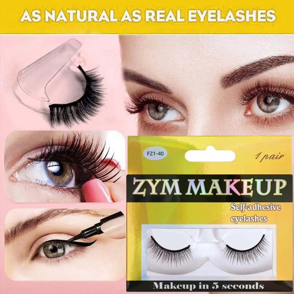 

1Pair Reusable Self-Adhesive False Eyelashes Artificial Fiber Makeup Extensions Eye Lashes for Dance Parties Dropshipping