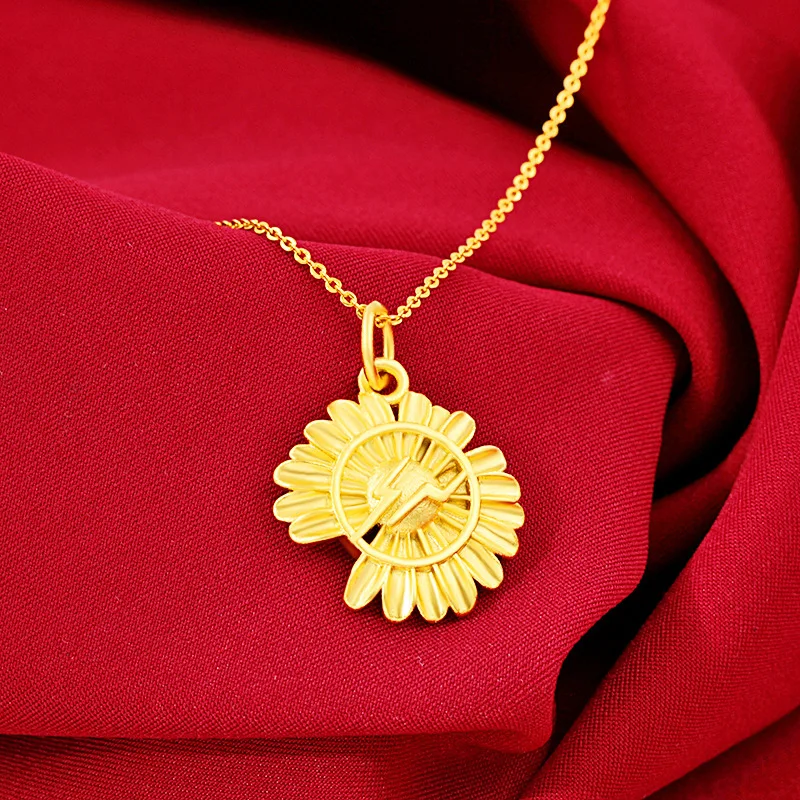

Sunflower Small Daisy Necklace Pendant Luxury Imitation 24k Gold Pendant Jewelry Brass Sand Gold Pendant Jewelry Making Gift