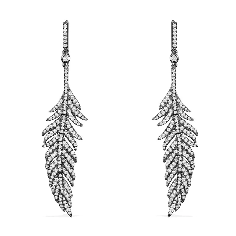 Женские серьги подвески Pandoo из стерлингового серебра с перьями оригинал