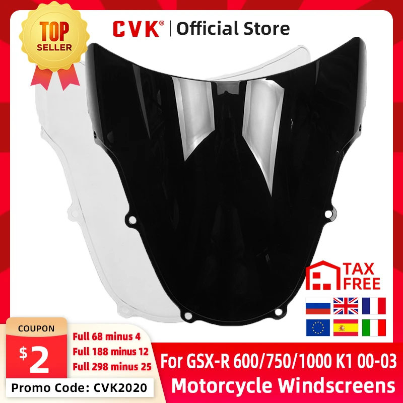 

CVK Motorcycle Windshield Windscreen For SUZUKI GSXR600 GSXR750 GSXR1000 GSX-R GSXR GSX 600 750 1000 R K1 K2 2000 2001 2002 2003