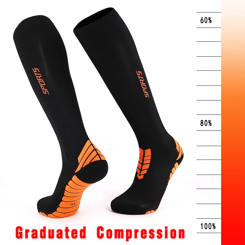

YISHENG High Quality Medical Compression Stockings 20-30mmHg Unisex Graduated Compression Knee High Foot Cushion