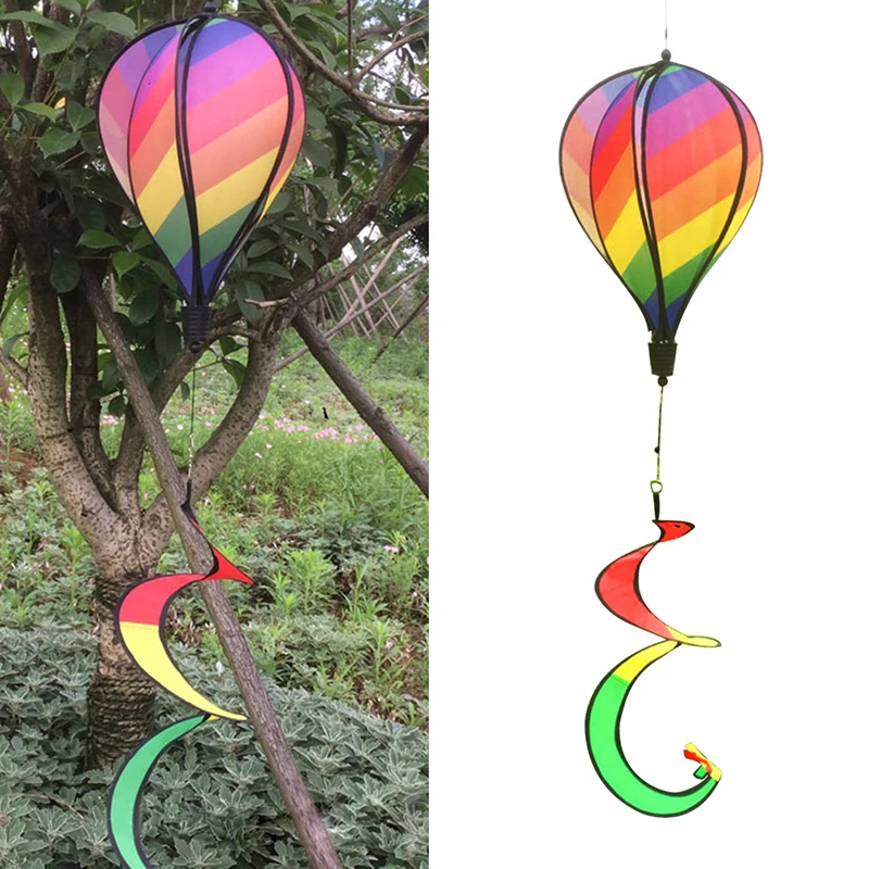 

2021 New Rainbow Stripe Windsock Hot Air Balloon Wind Spinner Outdoor Garden Yard Decor