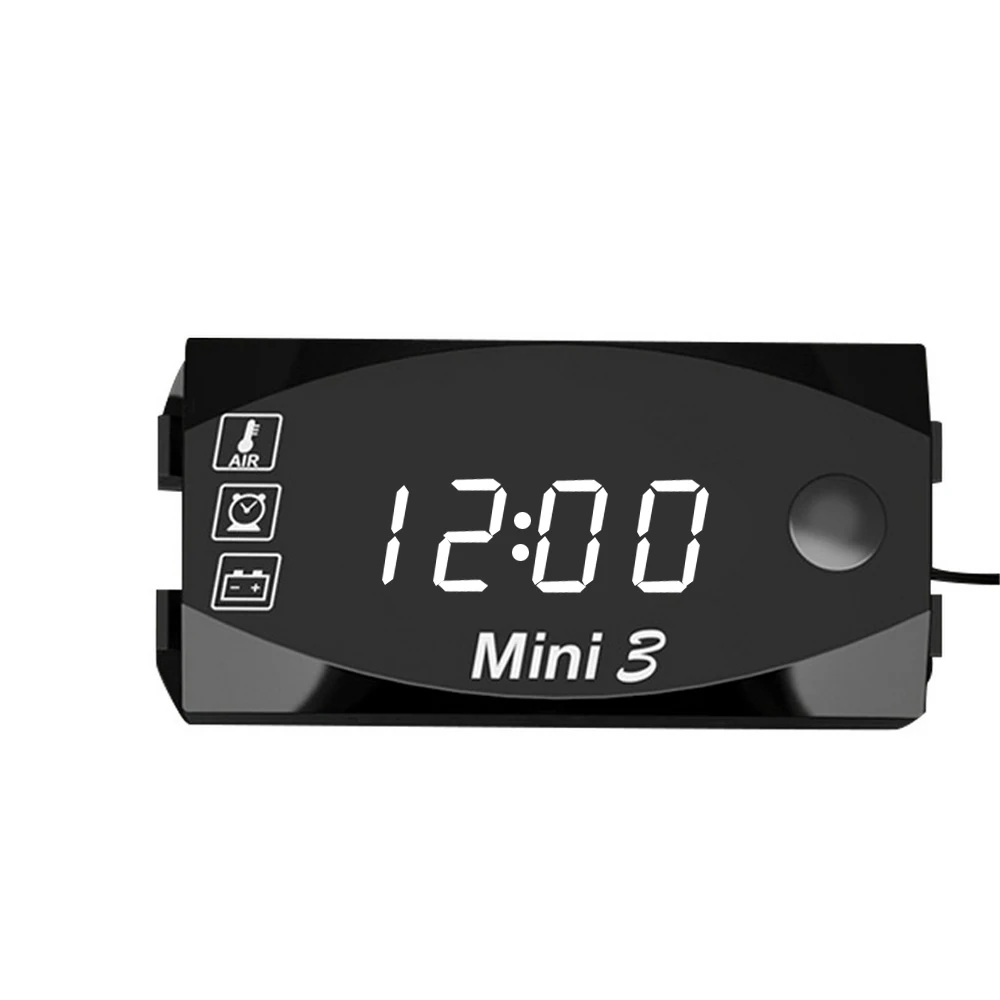 12V Universal Motorcycle Electronic Clock Thermometer Voltmeter 3-In-1 IP67 Waterproof Dust-proof LED Watch Digital Display | Автомобили и