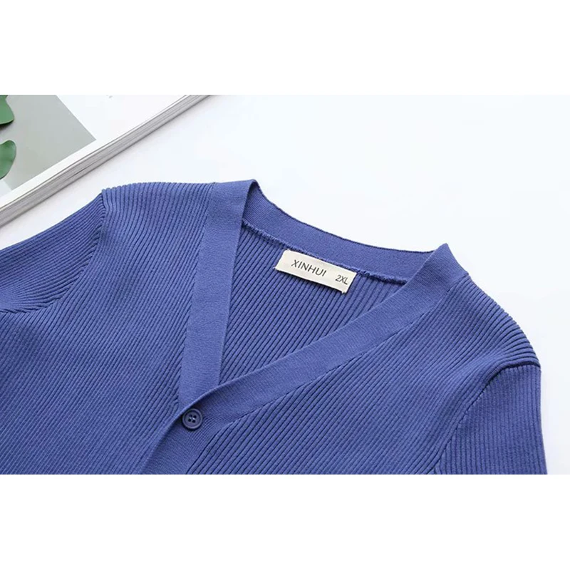 

Plus size women's dress 2020 spring autumn Korean loose thin Vestidos solid color V-neck knitted long-sleeved Mujer dress L57