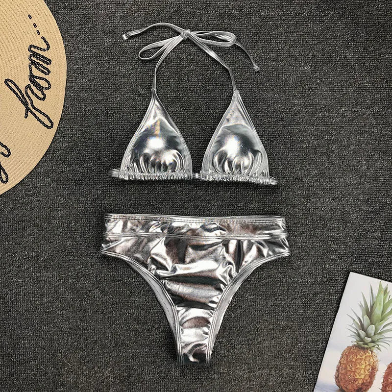 C0759 INGAGA Push Up комплект бикини сексуальный Купальники для малышек женские с высокой посадкой купальник Блестящий ванный для женщин Холтер бразильск - Цвет: C0759