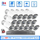 Уход за кожей лица обнаружения 4K 16CH NVR CCTV Камера Системы открытый Водонепроницаемый безопасности двухстороннее аудио POE IP Камера видео наблюдения