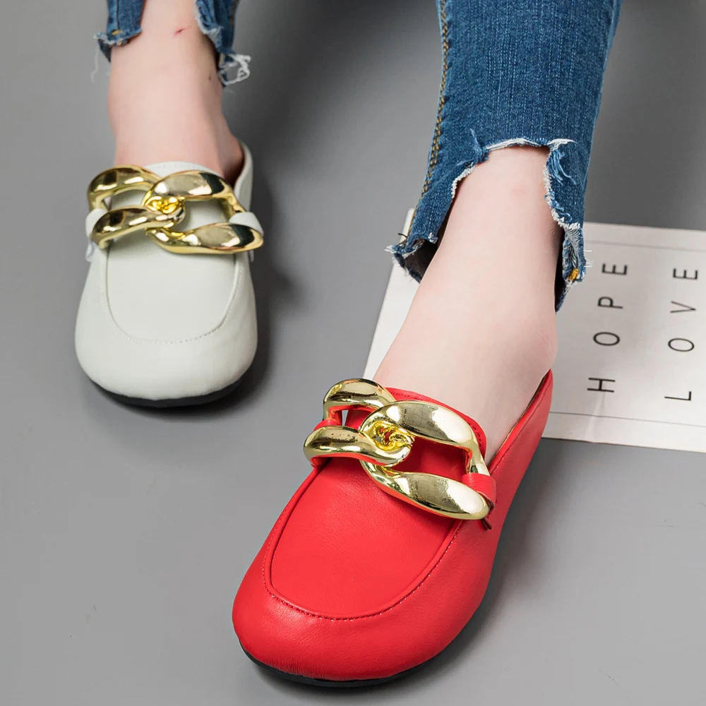 

Women's slippers outdoor Women's slippers Flat Muller slippers Women's Fashion sandals 2021 new fashion leather shoes