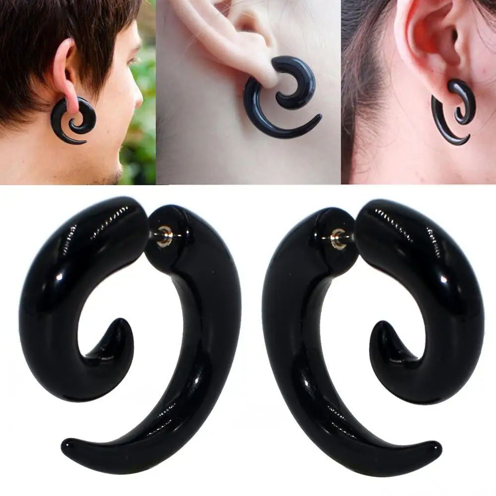 1 Pair Acrylic Fake Ear Spiral Taper Stretcher Ear Expanders Gauges Tunnel Ear Plugs Fashion Earrings Lobe Body Piercing Jewelry