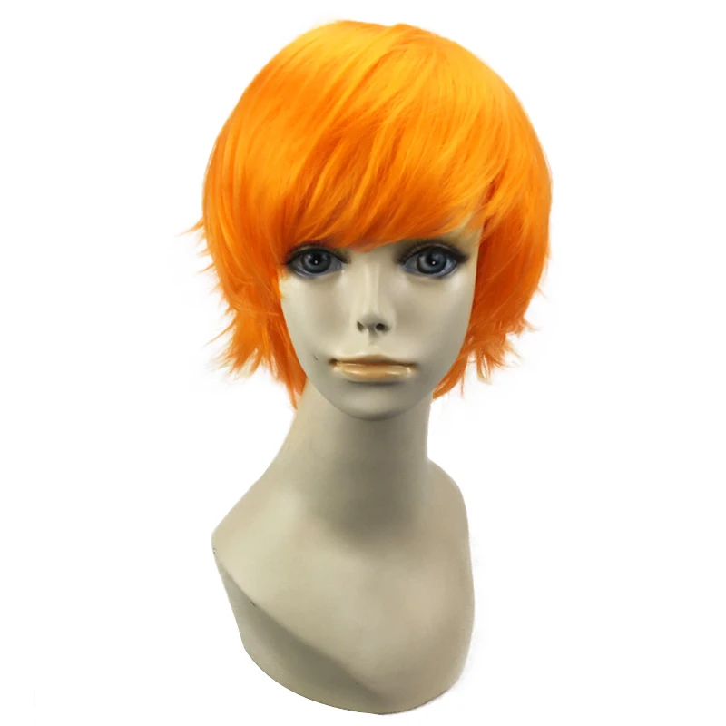 Мужской короткий парик для косплея костюма синтетические волосы черные белые