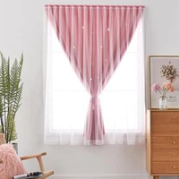 punch free blackout curtains blind drapes hollow out tulle living room bedroom window shade treatment home decoration