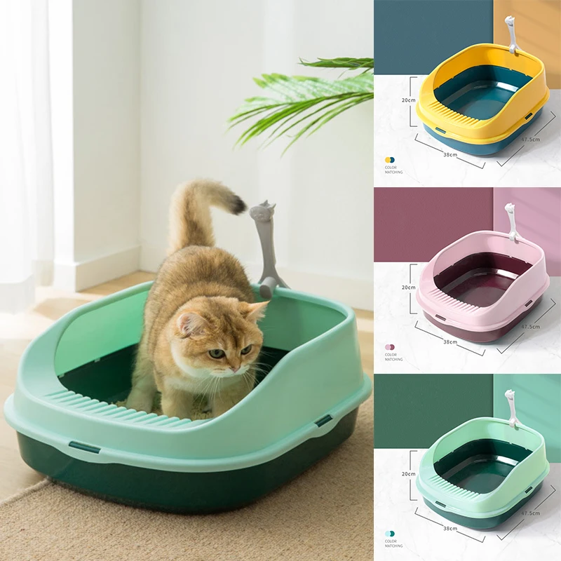 

Cat Litter Box Semi Enclosed Splash Proof Easy Clean Removable Split Design Pet Supplies Four Universal Seasons Caseta Gato