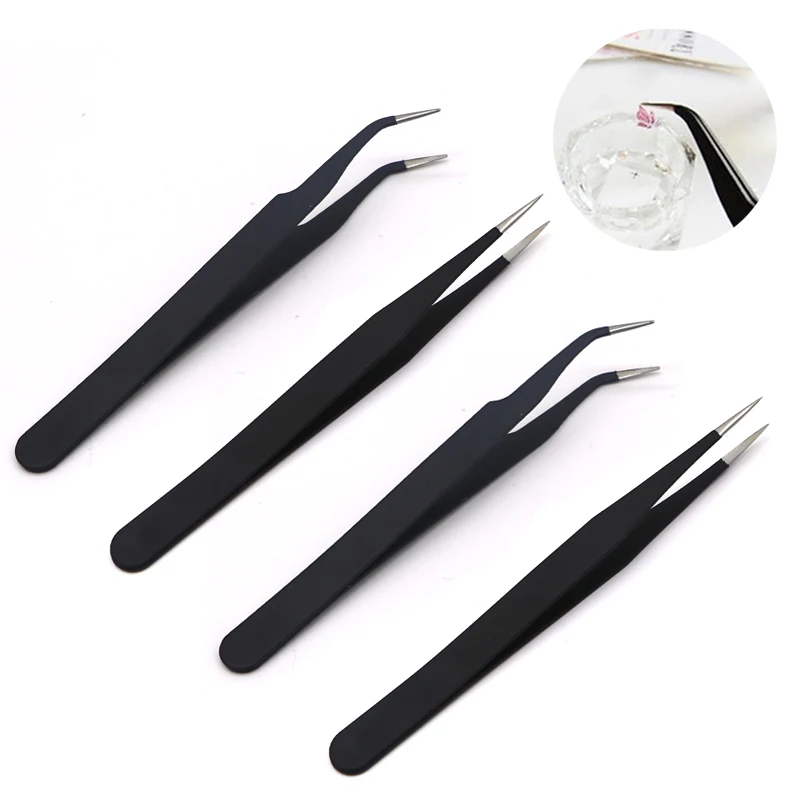 

Stainless Steel Elbow Antistatic Nail Tweezers Nail Rhinestone Nipper Manicure Decorations Picking Tweezer Clip Makeup Tools