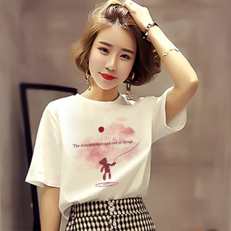 

Summer Women's T-Shirt New Women Casual Fashion O-Neck Diverse White Short-Sleeve Female Shirts Womens Cotton Tshirt Top Clothes