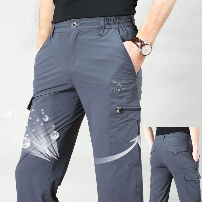 New Men Casual Cargo Pants Thin Quick Dry 2020 Spring Summer Male Waterproof Tactical Military Trousers Mens Outdoor Sweatpants | Мужская