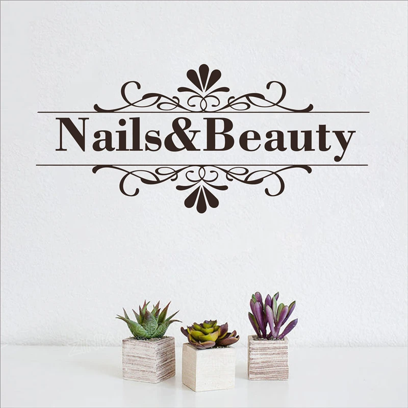 

Nail Beauty Salon Wall Sticker Nail Shop Hands Spa Design Manicure Salon Wall Decal Vinyl Durable Easy Removable Art Decor LW151