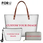 FORUDESIGNSсумка с логотипом или изображением на заказ, вместительный комплект из 3 сумок, модная женская сумка на плечо и длинный кошелек из искусственной кожи, Прямая поставка