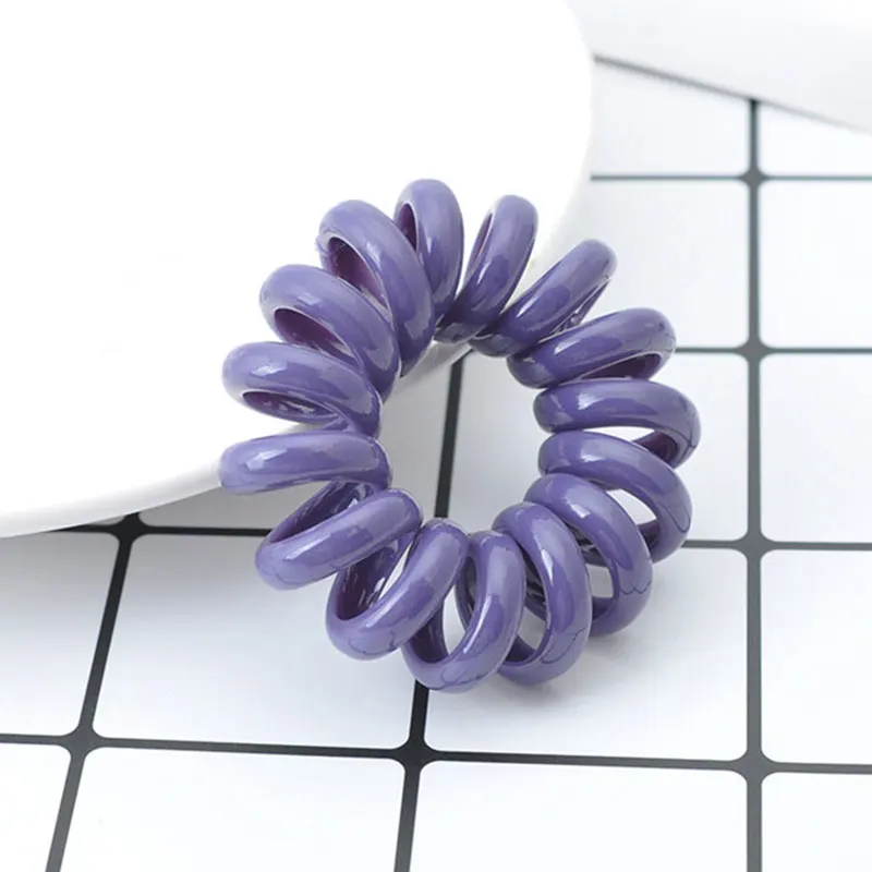 1 pc 10 colors Elasticity Telephone Coil Hairbands Women Spiral Hair Ties Girls Hair Rings Rope Telephone Wire Hair Accessories images - 6