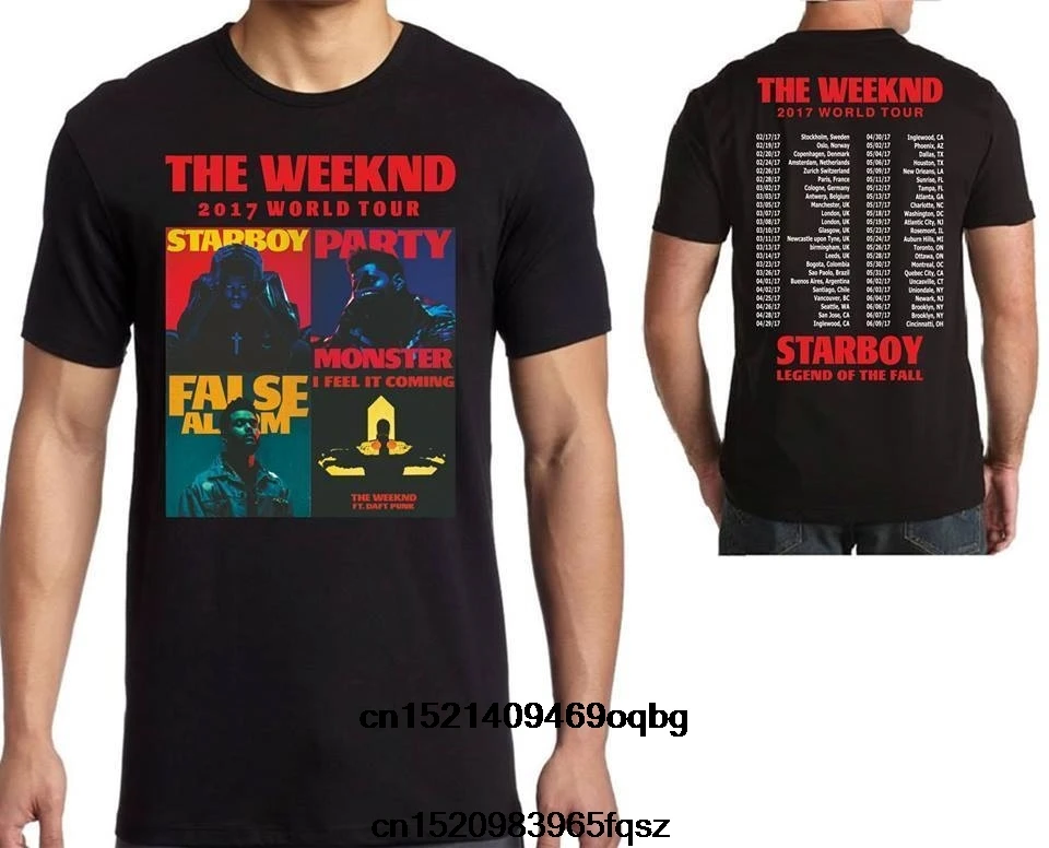The Weeknd Starboy Legend of Fall 2018 г. Gira Mundial Camiseta Para Hombre Mujer футболка с круглым вырезом и