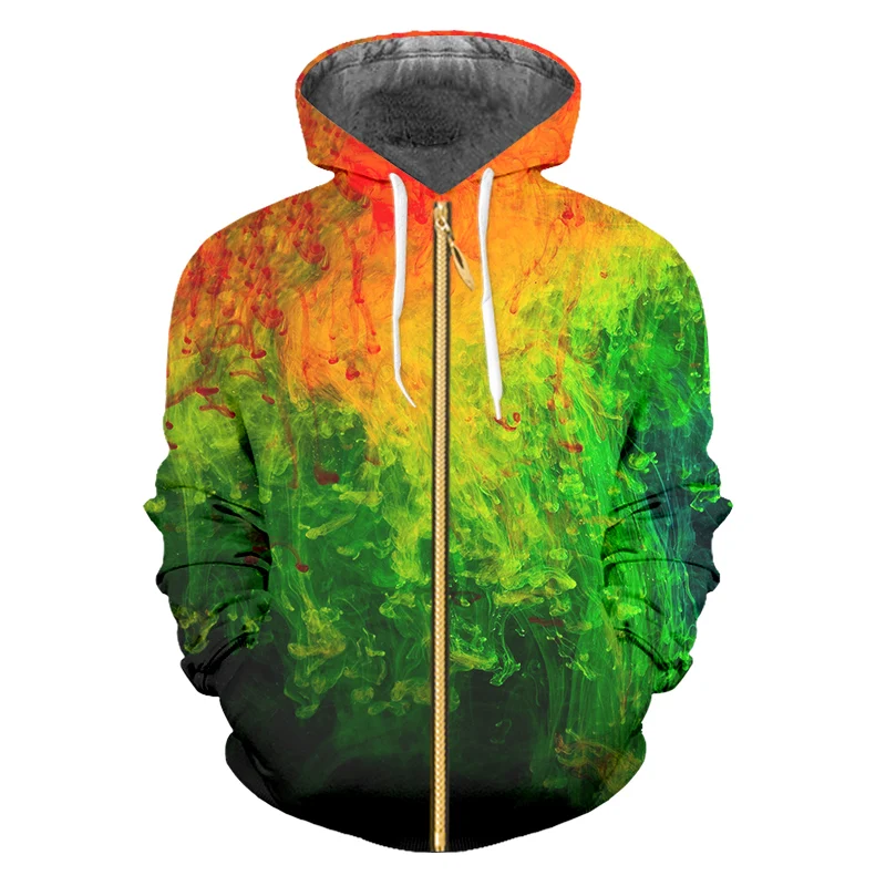 

IFPD EU Size Mans/woman 3d Colorful Smoke Cool Cool Print Hot Sale Zipper Hoodies Sweatshirts Casual Hiphop Streetwear Pullover