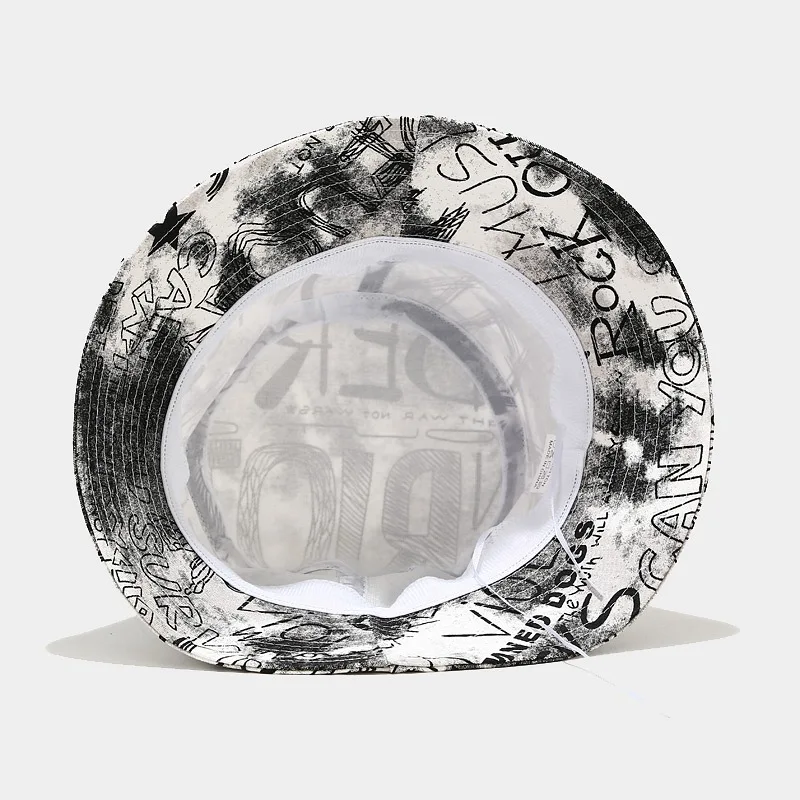 

Cotton Letter Graffiti Print Bucket Hat Fisherman Hat Outdoor Travel Hat Sun Cap Hats for Men and Women 307