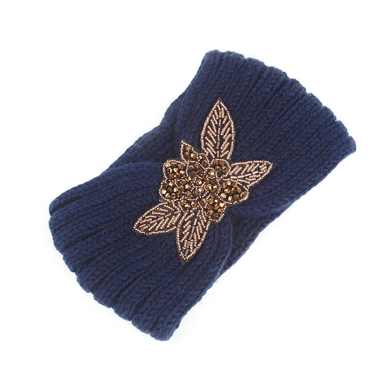 

Fashion NEW Knitting Headband Women Diamonds Spliced Solid Handmade Keep Hairbands Winter Warm Headbands
