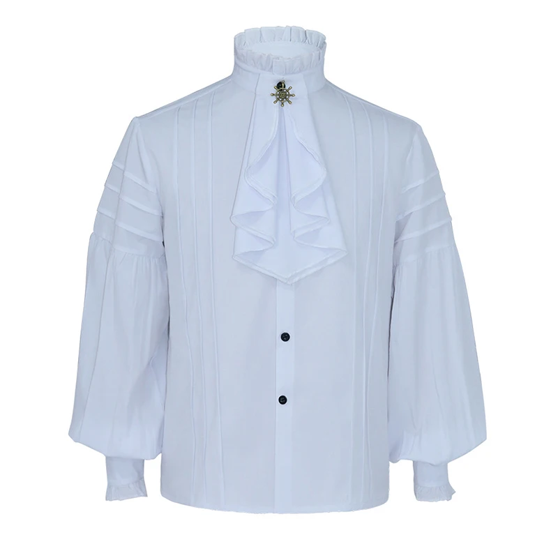 

The Renaissance Medieval Steampunk Men Shirt Uniforms Punk Pirate Fabric Fashion XMAS Holiday Party Tops Tees