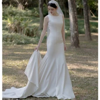 kaunissina new mermaid wedding dress bohemian court train soft satin bridal gown vestido de novia elegant long marriage dresses