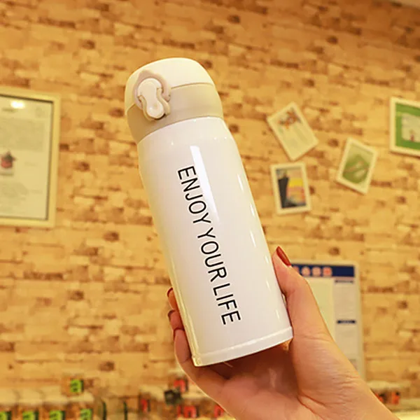 350ml White Creative Double Wall Stainless Steel Vacuum Flask Fashion Coffee Tea Thermos Mug Travel Drink Bottle Thermomug for Gifts - Цвет: 350ml White
