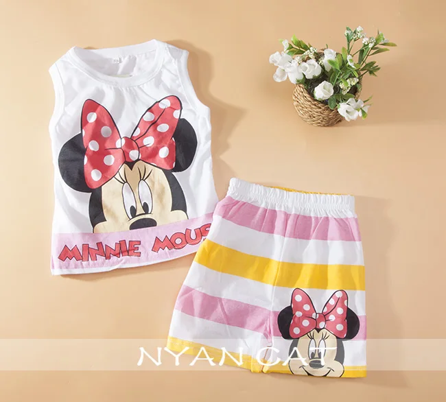 Распродажа летние комплекты для малышей майка с Минни и шорты хлопковая одежда