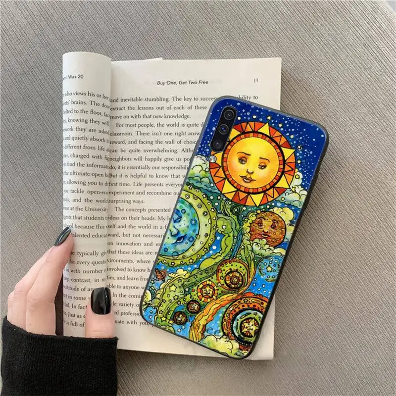 

Funny Sun Moon Face luxury brand Phone Case For Samsung galaxy S 9 10 20 A 10 21 30 31 40 50 51 71 s note 20 j 4 2018 plus