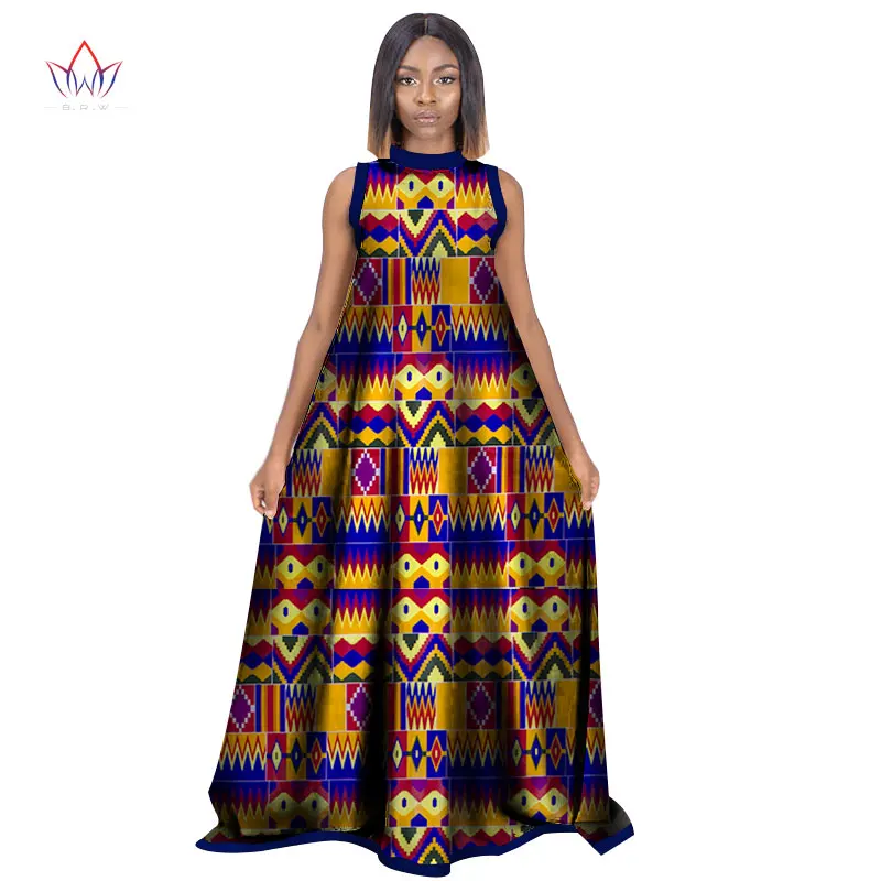 

women summer dress sleeveless African Dresses for Women o-neck Long loose dress plus size dresses for women 4xl 5xl 6xl WY2980