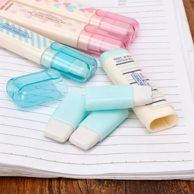 

Cute Kawaii Heart Flower Rubber Erasers Lovely Stripe Pencil Eraser For Kid Gift