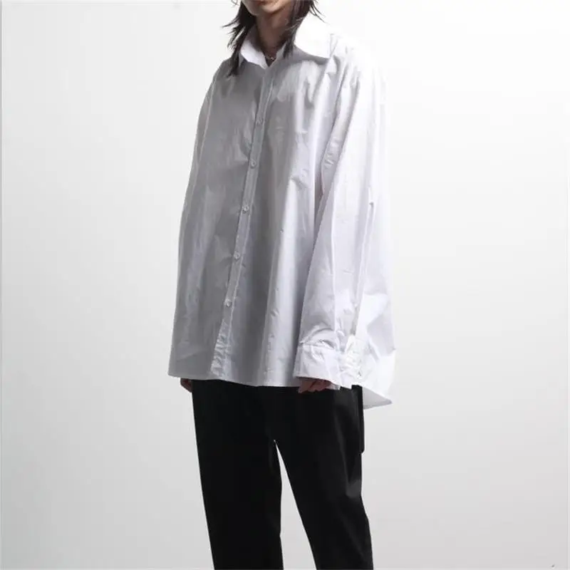 Men's Long-Sleeve Shirt Spring And Autumn New Basic Classic Pure Color Simple Casual Loose Large Size Shirt
