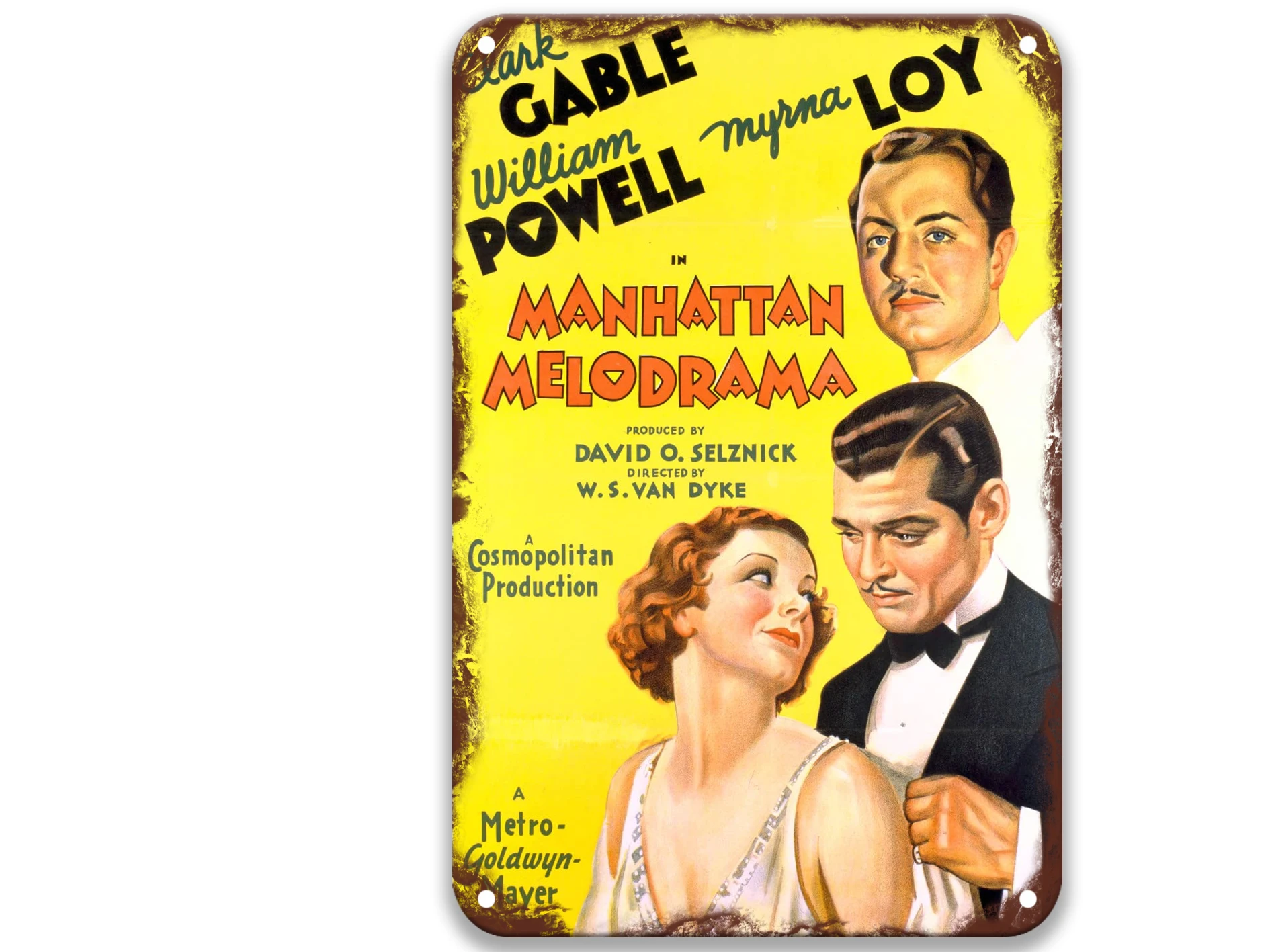 

Manhattan Melodrama (1934) New Classical Metal Tin Signs Movies Grunge Room Decor for Decor 8x12 Inches