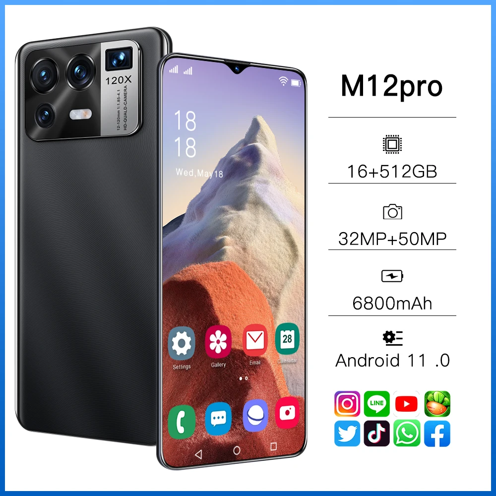

Смартфон XIOMI M12 Pro, Android, 6,7 дюйма, 32 + 50 Мп, 16 + 512 ГБ, 6800 мАч, 4G