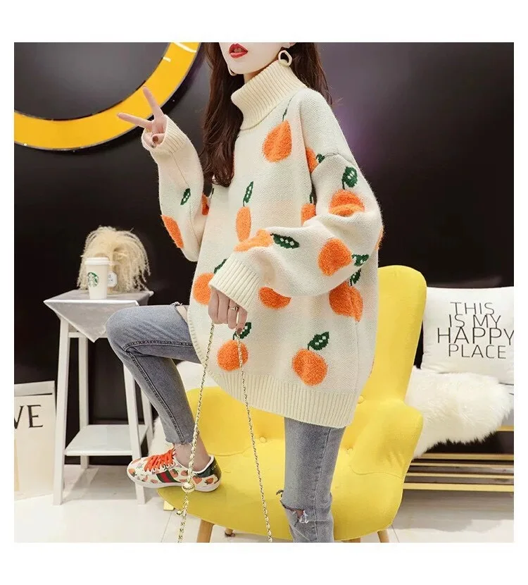 

Women Turtleneck Sweaters Autumn Winter Korean Pullover Women Casual Soft Knit Sweater Soft Warm Jumper Oversize Clothing AE814