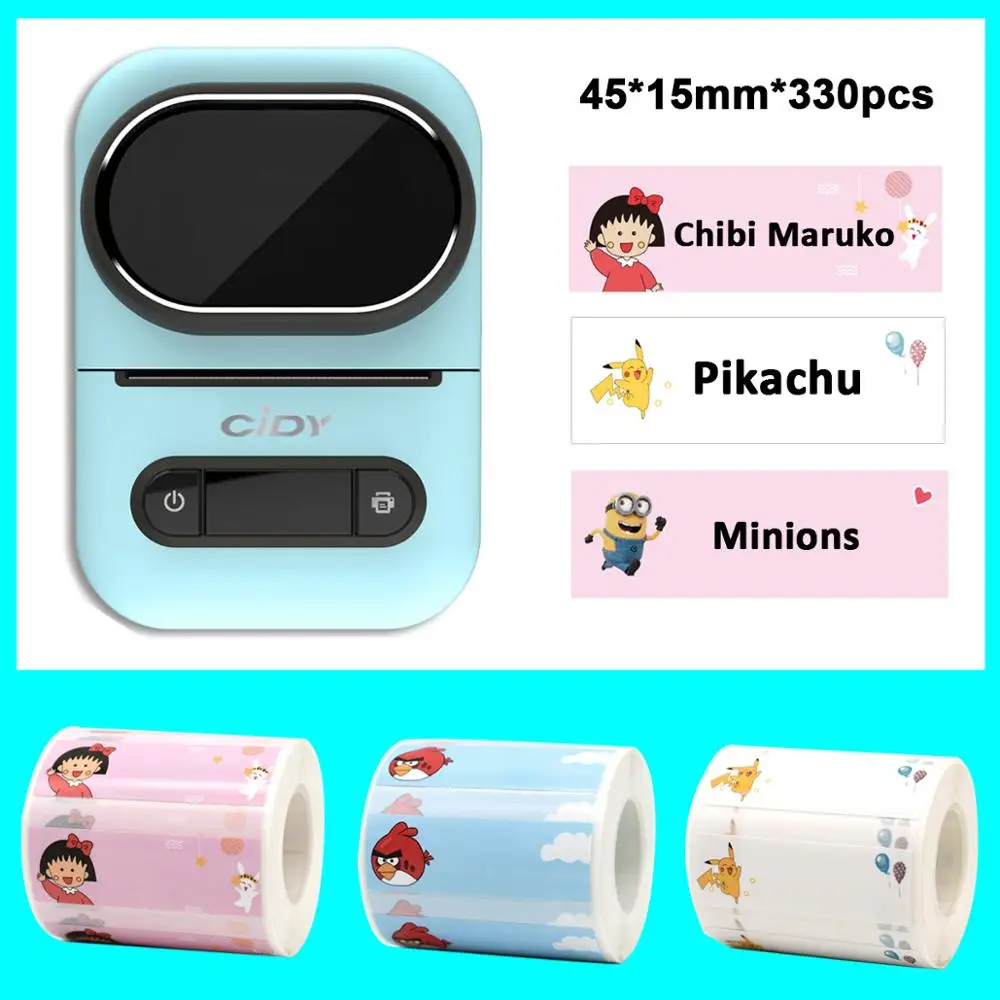 Синий EQ11 с цветной бумажной наклейкой карманный портативный Bluetooth Термопринтер