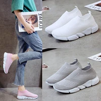 rimocy plus size 42 breathable mesh platform sneakers women slip on soft ladies casual running shoes woman knit sock shoes flats