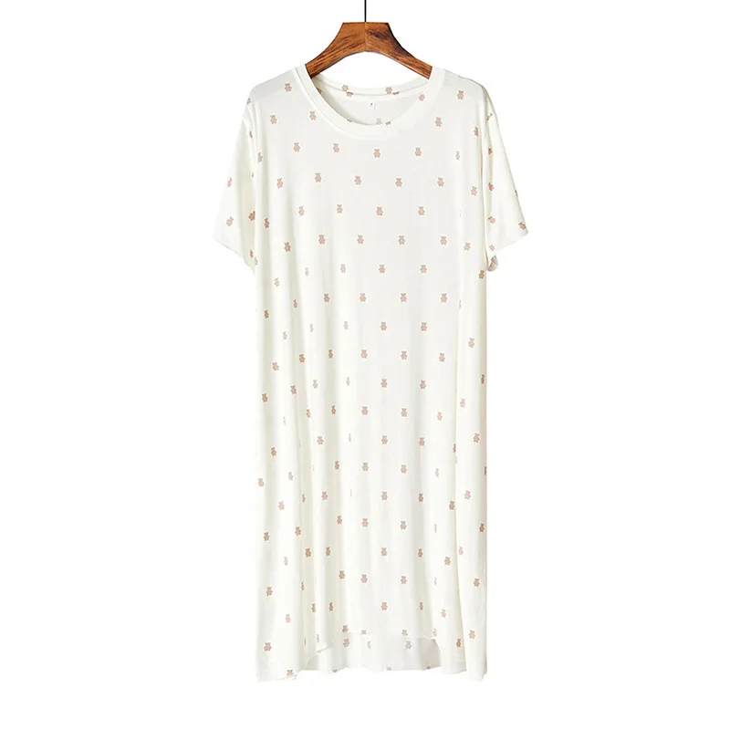 

Простая ночная рубашка из модала в японском стиле женская летняя крутая свободная Милая Удобная длинная юбка с коротким рукавом женское пл...