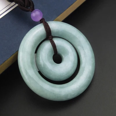 

Zheru гарнитур ювелирных украшений из природного бирманский нефрита Класс двойная подвеска-пончик Цепочки и ожерелья драгоценные камни анти...